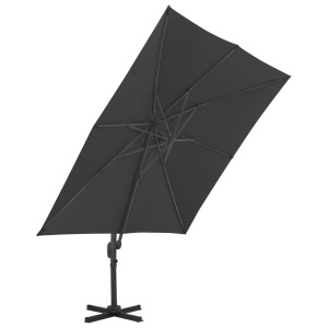 Umbrelă suspendată cu stâlp din aluminiu antracit 300x300 cm - Img 4