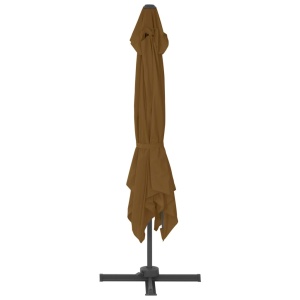 Umbrelă suspendată cu stâlp din aluminiu gri taupe 300x300 cm - Img 5