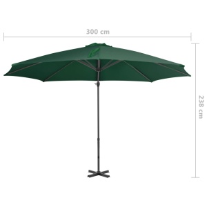 Umbrelă suspendată cu stâlp din aluminiu, verde, 300 cm - Img 7