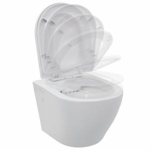 Vas WC suspendat fără ramă, alb, ceramică - Img 9