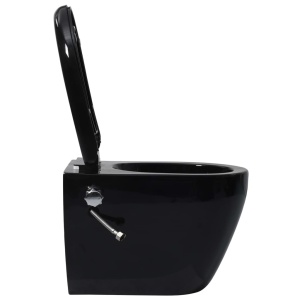 Vas WC suspendat fără ramă cu funcție de bideu, negru, ceramică - Img 6