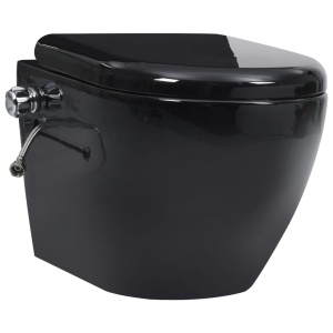 Vas WC suspendat fără ramă cu funcție de bideu, negru, ceramică - Img 11