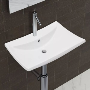 vidasXL Chiuvetă ceramică lux dreptunghiulară preaplin &amp; gaură robinet