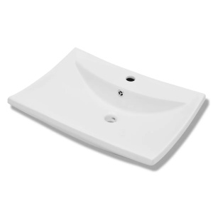 vidasXL Chiuvetă ceramică lux dreptunghiulară preaplin &amp; gaură robinet - Img 2