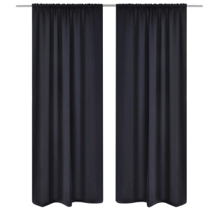 2 Perdele negre opace cu rejansă 135 x 245 cm