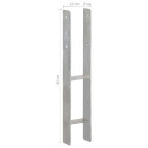 Ancore de gard, 6 buc., argintiu, 10x6x60 cm, oțel galvanizat - Img 6