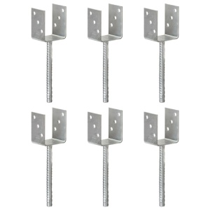 Ancore de gard, 6 buc., argintiu, 8x6x30 cm, oțel galvanizat