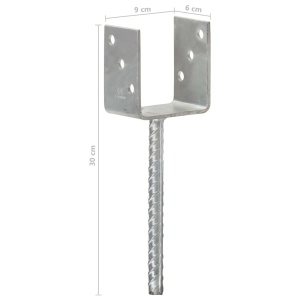 Ancore de gard, 6 buc., argintiu, 9x6x30 cm, oțel galvanizat - Img 6