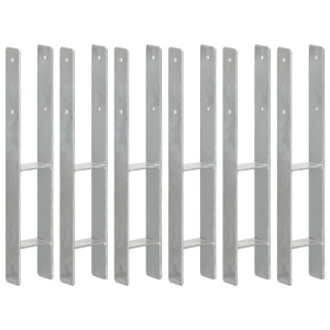 Ancore de gard, 6 buc., argintiu, 9x6x60 cm, oțel galvanizat