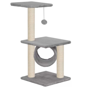 Ansamblu pentru pisici cu stâlpi din funie de sisal, 65 cm, gri - Img 2