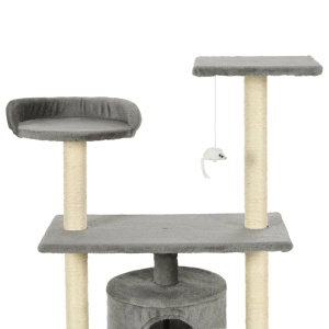 Ansamblu pentru pisici cu stâlpi din funie de sisal, 95 cm Gri - Img 4