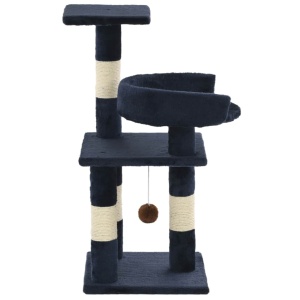 Ansamblu pentru pisici, stâlpi din funie sisal, 65 cm, albastru - Img 3