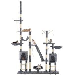 Ansamblu pisici cu funie sisal, 230-250cm, imprimeu lăbuțe, gri - Img 2