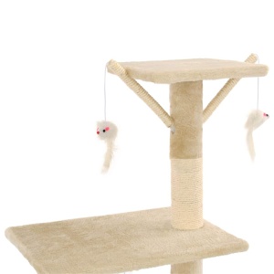 Ansamblu pisici cu stâlpi din funie de sisal, 138 cm, bej - Img 5