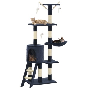 Ansamblu pisici stâlpi din funie sisal, 138 cm, albastru inchis