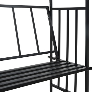 Arcadă de grădină cu bancă, negru, 128 x 50 x 207 cm, fier - Img 5