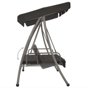 Balansoar de exterior cu copertină antracit 192x118x175 cm oțel - Img 3
