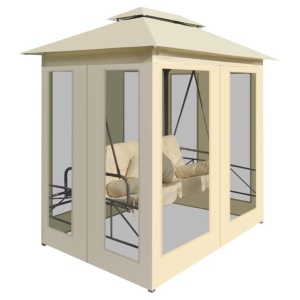 Balansoar extensibil cu pavilion, alb crem - Img 4