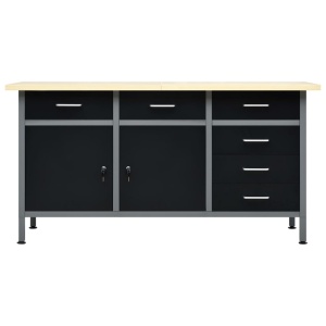 Banc de lucru, negru, 160 x 60 x 85 cm, oțel - Img 4