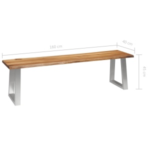 Bancă 160 cm Lemn masiv de acacia și oțel inoxidabil - Img 5