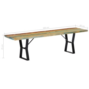 Bancă, 160 cm, lemn masiv reciclat - Img 6