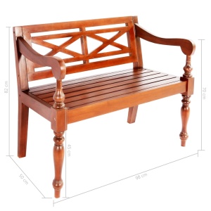 Bancă Batavia, maro inchis, 98 cm, lemn masiv mahon - Img 5