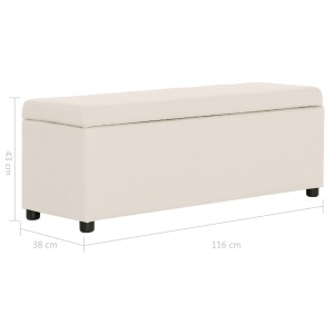 Bancă cu compartiment de depozitare, crem, 116 cm, poliester - Img 7