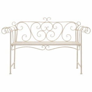 Bancă de grădină, alb vintage, 132 cm, metal - Img 2