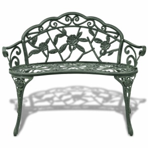 Bancă de grădină cu cadru din aluminiu, verde - Img 2