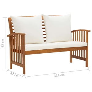 Bancă de grădină cu perne, 119 cm, lemn masiv de acacia - Img 6