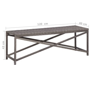 Bancă de grădină, gri, 120 cm, poliratan - Img 5