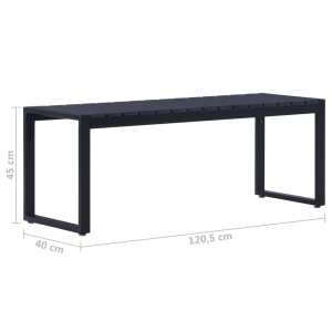 Bancă de grădină, negru, 120,5 cm, placă PS - Img 5