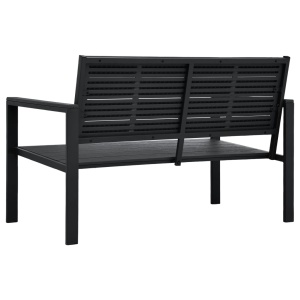 Bancă de grădină, negru, 120 cm, aspect de lemn, HDPE - Img 3