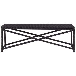 Bancă de grădină, negru, 120 cm, poliratan - Img 2