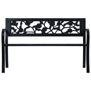 Bancă de grădină, negru, 125 cm, oțel - Img 2