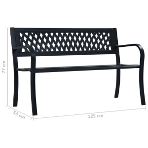 Bancă de grădină, negru, 125 cm, oțel - Img 7