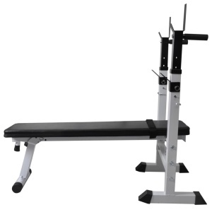 Bancă fitness cu rastel greutăți, set haltere/gantere, 120 kg - Img 4