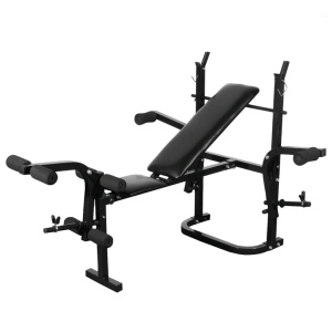 Bancă fitness cu rastel greutăți, set haltere/gantere, 30,5 kg - Img 2