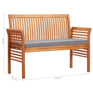 Bancă grădină cu 2 locuri &amp; pernă, 120 cm, lemn masiv acacia - Img 6