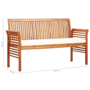 Bancă grădină cu 3 locuri &amp; pernă, 150 cm, lemn masiv acacia - Img 6