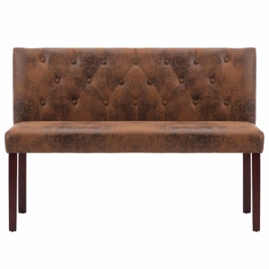 Bancă, maro, 120 cm, velur ecologic - Img 3