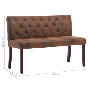 Bancă, maro, 120 cm, velur ecologic - Img 6