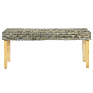Bancă, natural, 110 cm, ratan kubu &amp; lemn masiv de mango - Img 2