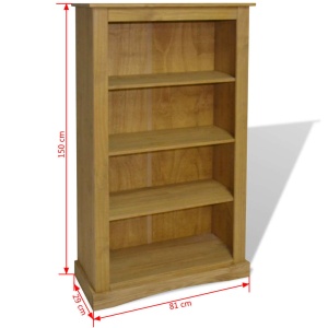 Bibliotecă 4 rafturi pin, stil mexican Corona 81 x 29 x 150 cm - Img 5