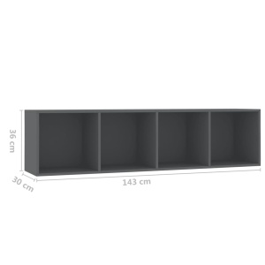 Bibliotecă/Comodă TV, gri, 143 x 30 x 36 cm - Img 6