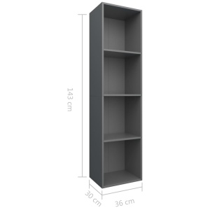 Bibliotecă/Comodă TV, gri, 36 x 30 x 143 cm, PAL - Img 10