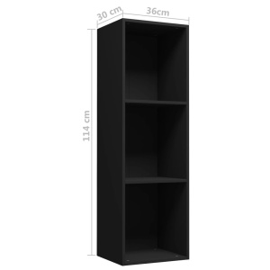 Bibliotecă/Comodă TV, negru, 36 x 30 x 114 cm, PAL - Img 10
