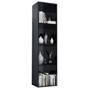 Bibliotecă/Comodă TV, negru lucios, 36 x 30 x 143 cm, PAL - Img 3