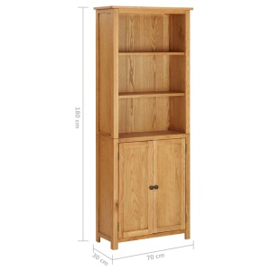Bibliotecă cu 2 uși, 70 x 30 x 180 cm, lemn masiv stejar - Img 6