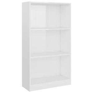 Bibliotecă cu 3 rafturi, alb extralucios, 60 x 24 x 108 cm, PAL - Img 2
